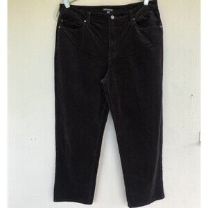 Eileen Fisher Pants Womens 14 Black Organic Cotton Stretch Corduroy Straight Leg